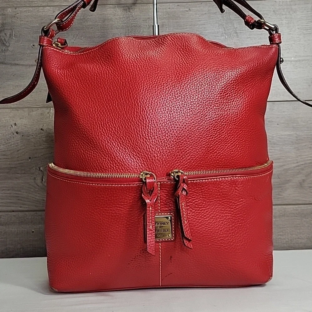 Large Dooney & Bourke Red Pebble Leather Women's Bag